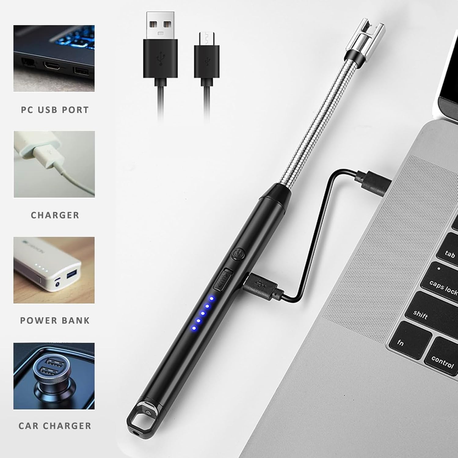 USB Rechargeable 360° Arc Lighter – Windproof Flexible Neck Electric Lighter