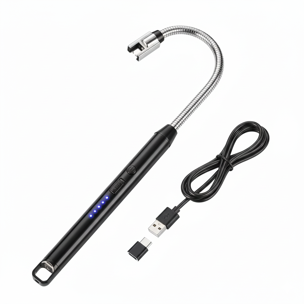 USB Rechargeable 360° Arc Lighter – Windproof Flexible Neck Electric Lighter