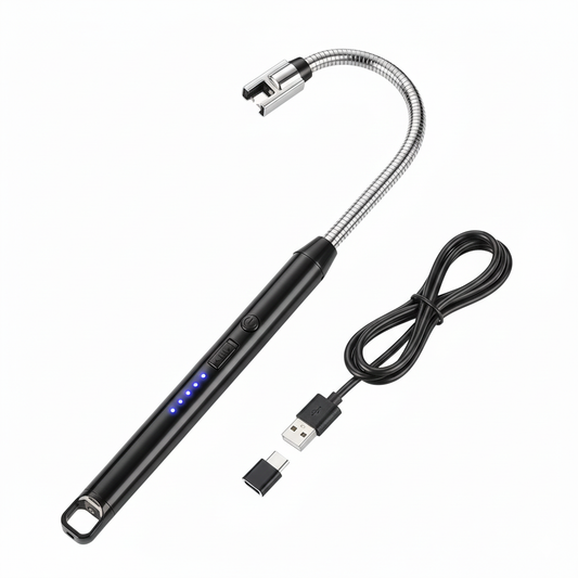USB Rechargeable 360° Arc Lighter – Windproof Flexible Neck Electric Lighter